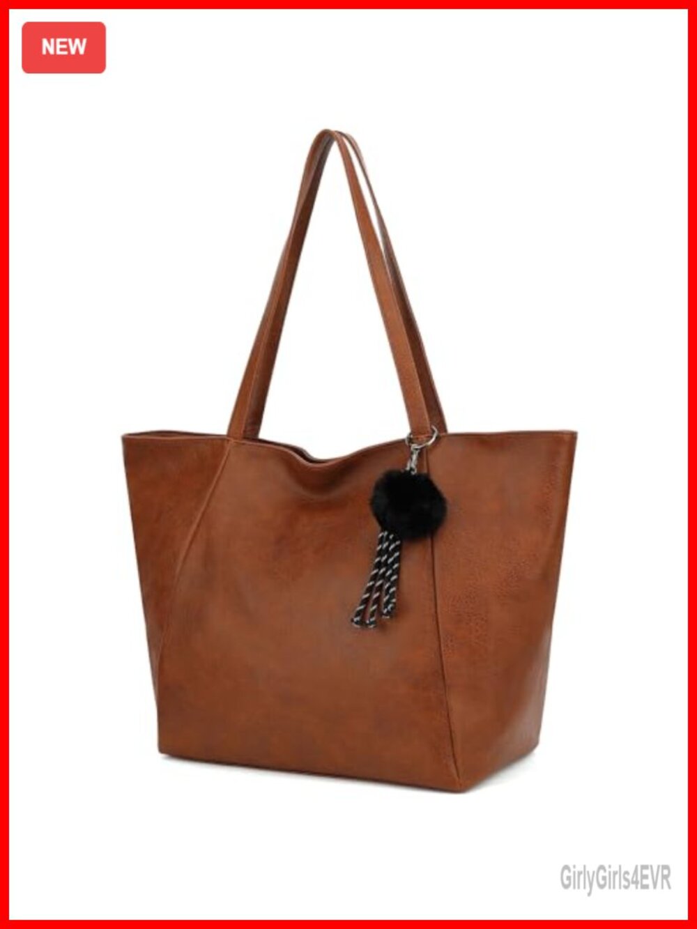 Large PU Leather Tote Bag for Women with Zipper Pocket & iPad Pocket, Commuter